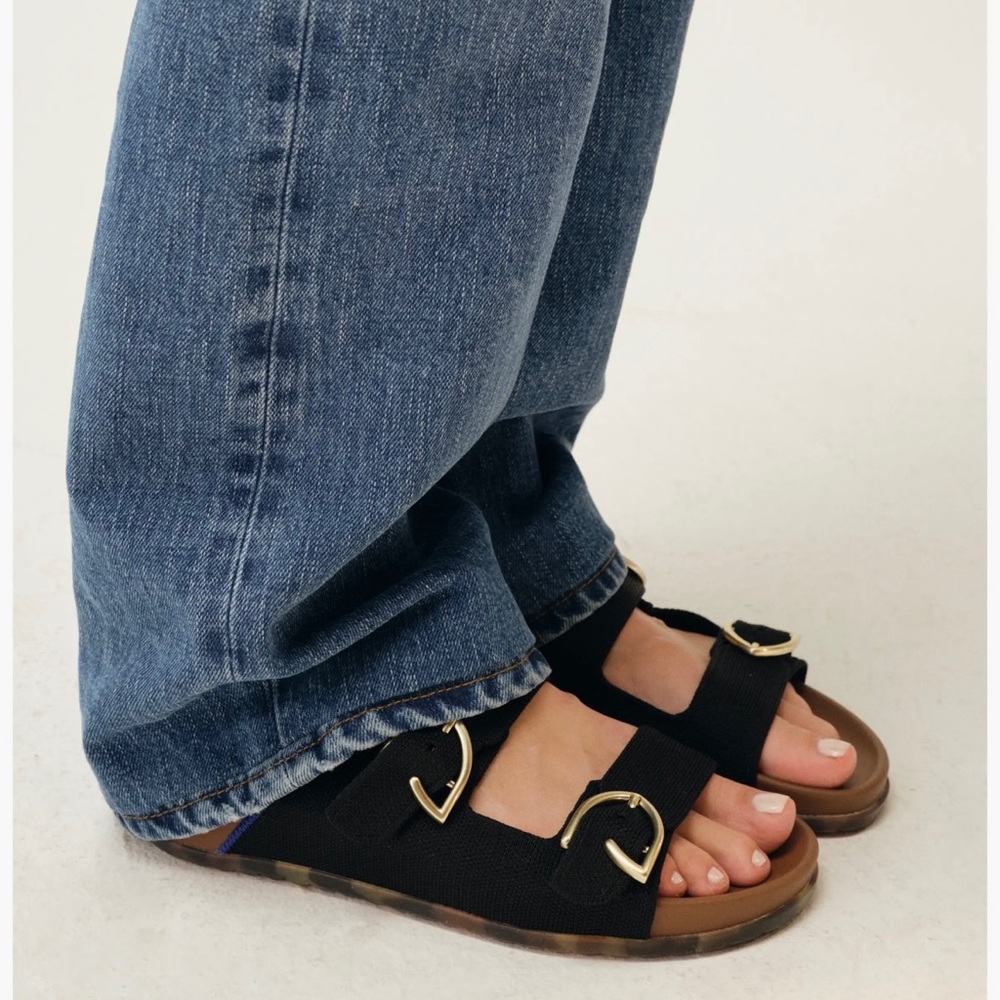 NWOT Rothy's The Buckle Slide Black Sandals Sz 8